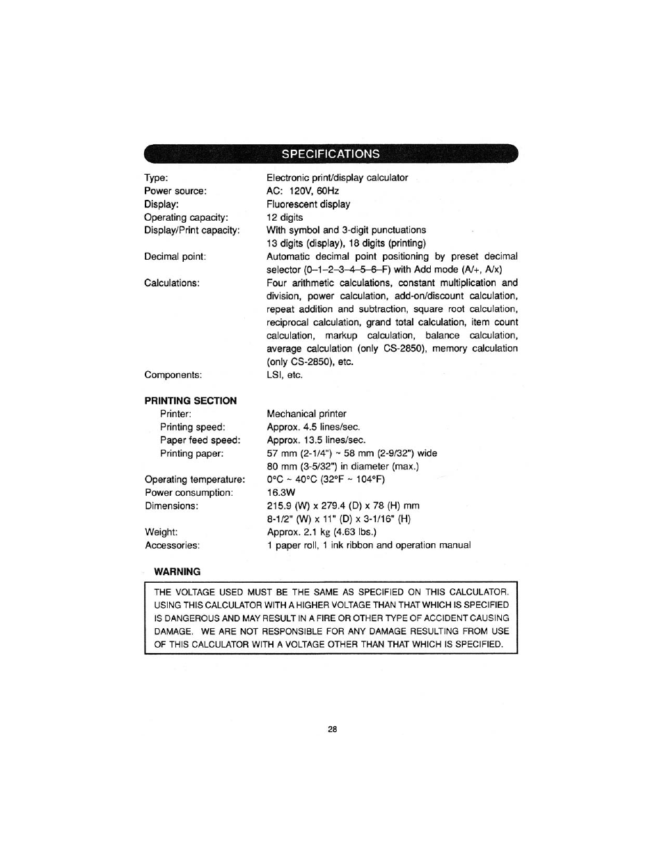 Sharp cs-2850 User Manual | Page 30 / 31