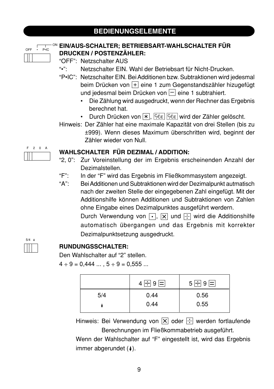 Bedienungselemente | Sharp EL-1801C User Manual | Page 11 / 79