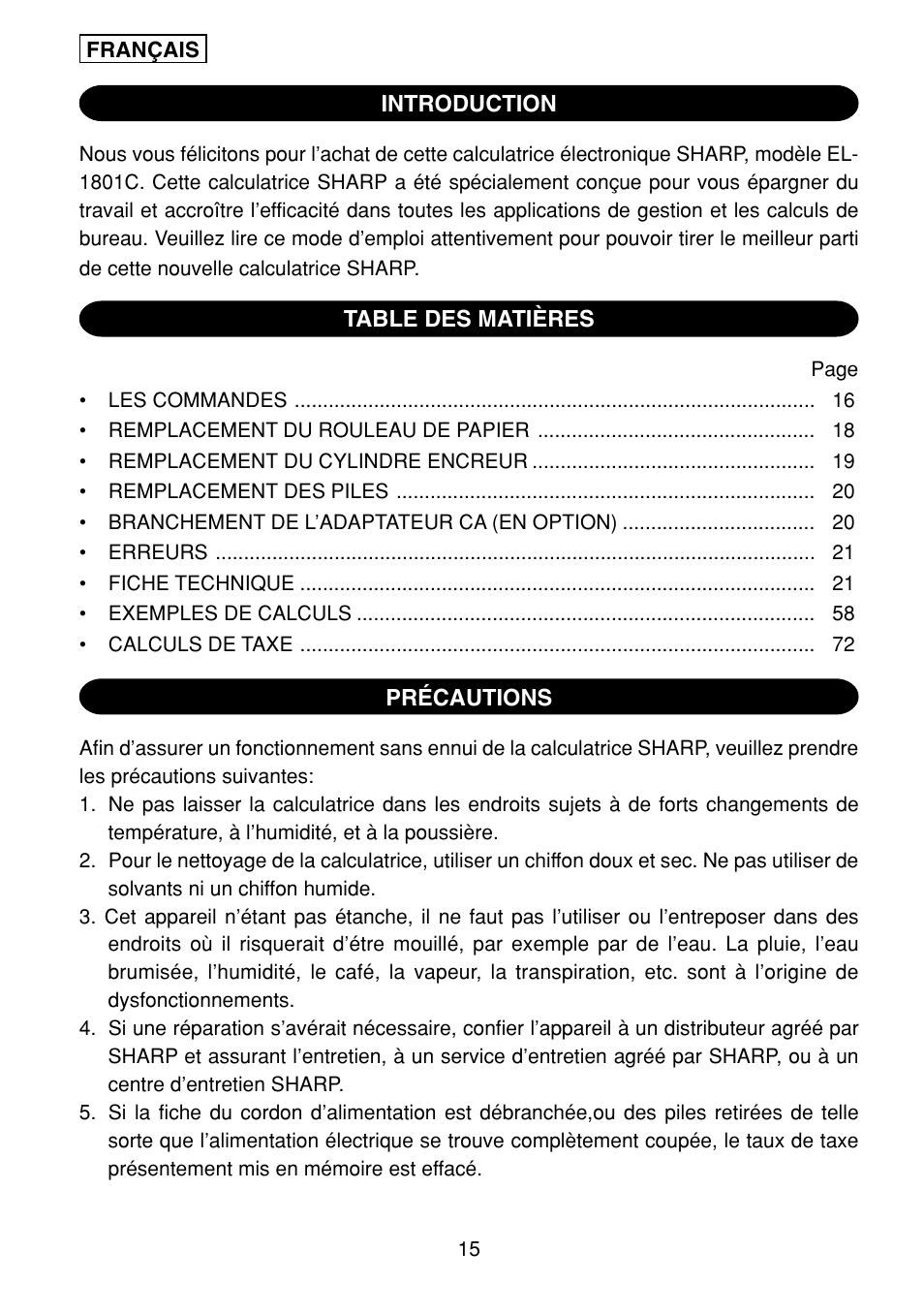 Sharp EL-1801C User Manual | Page 17 / 79