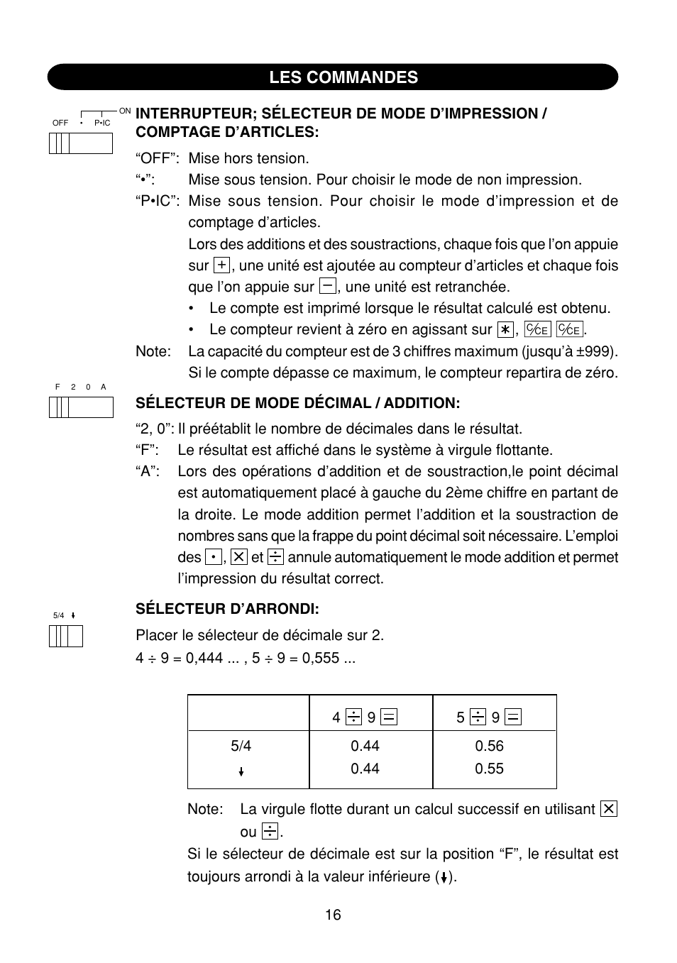 Les commandes | Sharp EL-1801C User Manual | Page 18 / 79