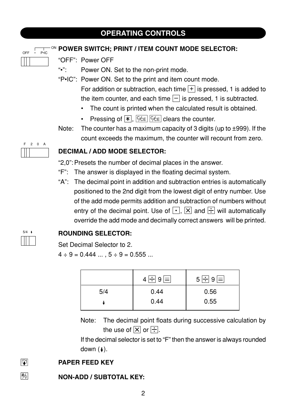 Operating controls | Sharp EL-1801C User Manual | Page 4 / 79