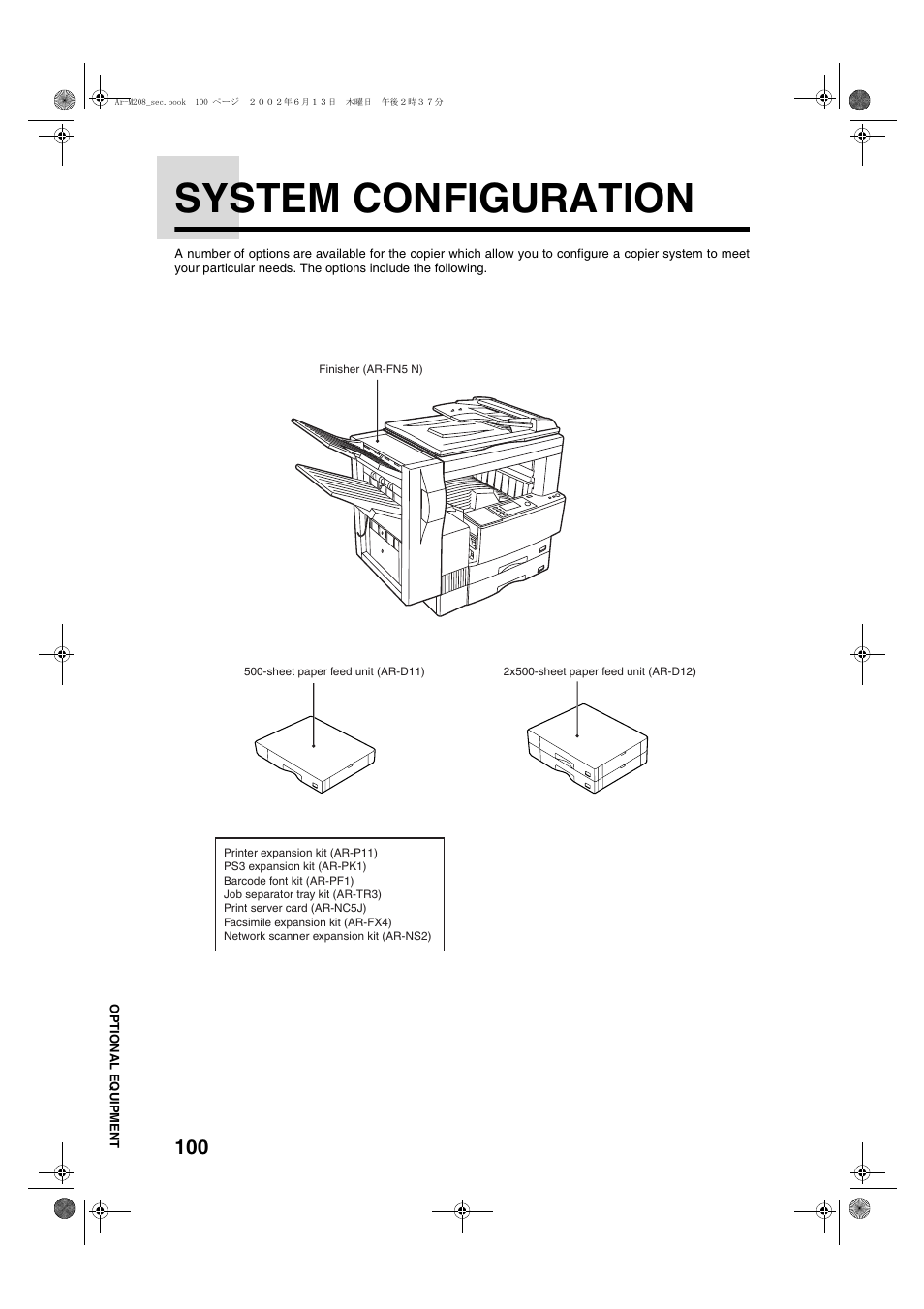 System configuration | Sharp T FOUND AR-M208 User Manual | Page 102 / 128