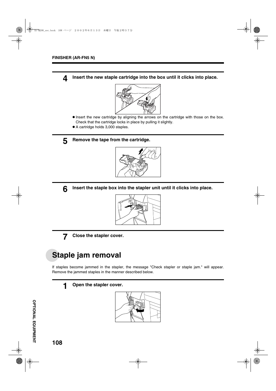 Staple jam removal | Sharp T FOUND AR-M208 User Manual | Page 110 / 128