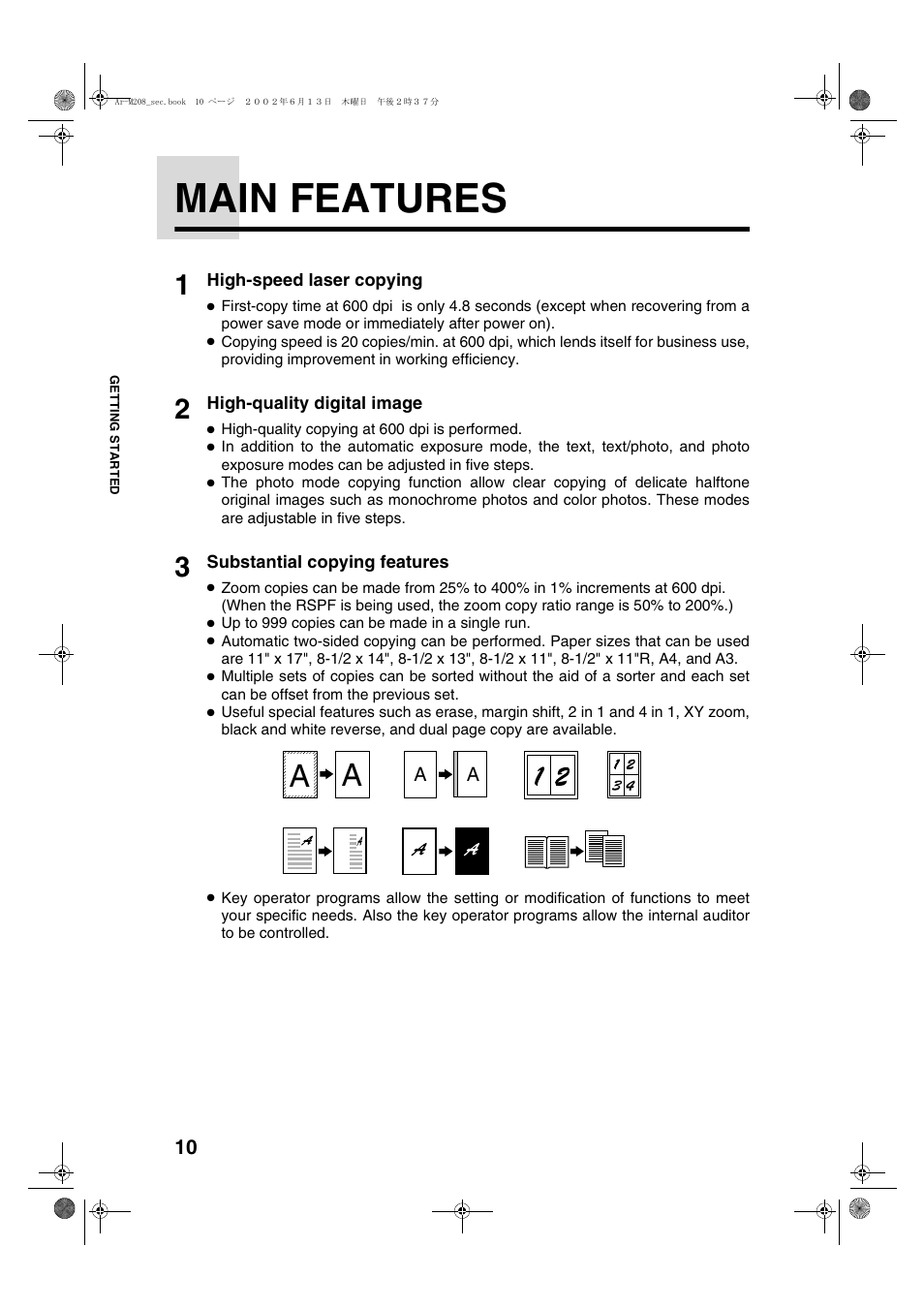 Main features | Sharp T FOUND AR-M208 User Manual | Page 12 / 128