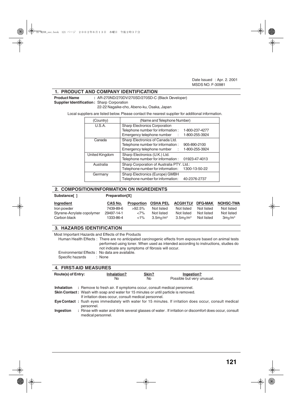 Sharp T FOUND AR-M208 User Manual | Page 123 / 128