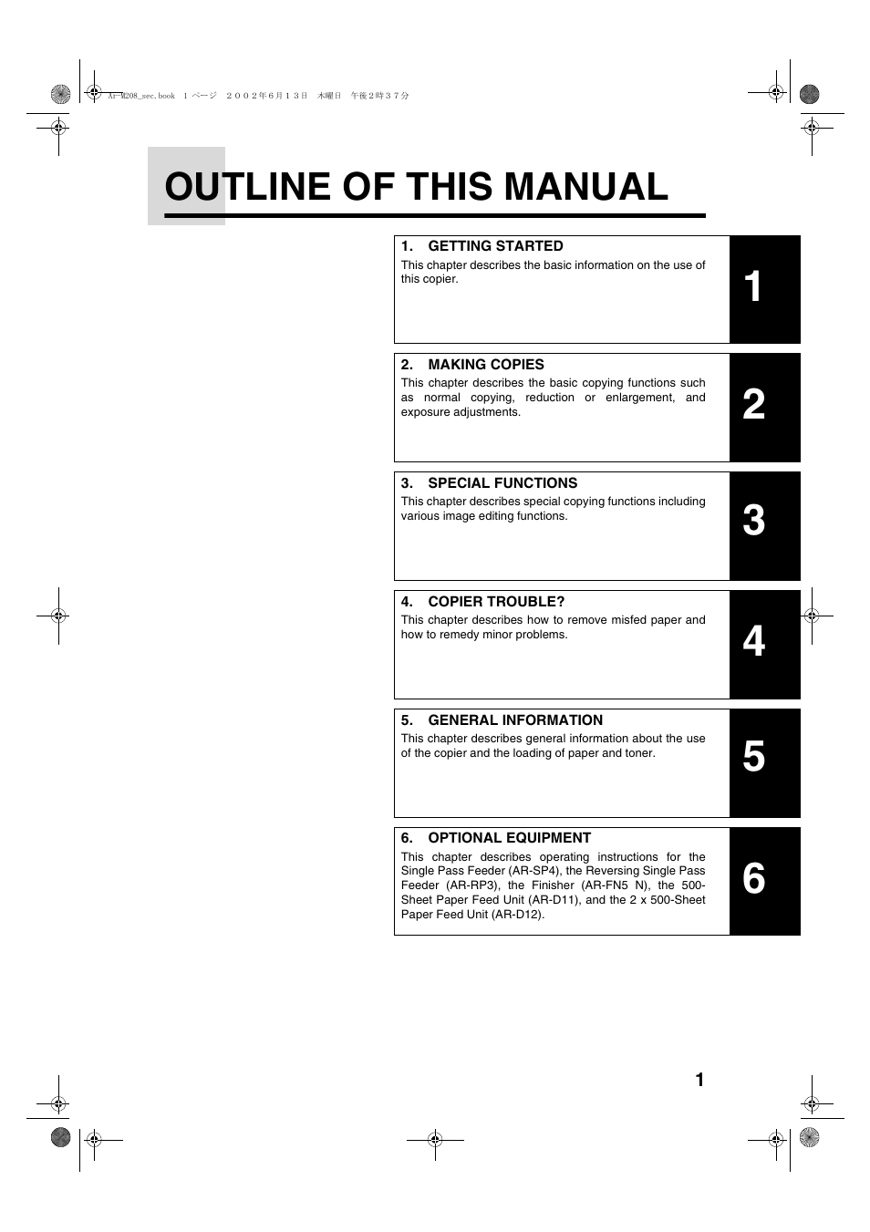 Outline of this manual | Sharp T FOUND AR-M208 User Manual | Page 3 / 128