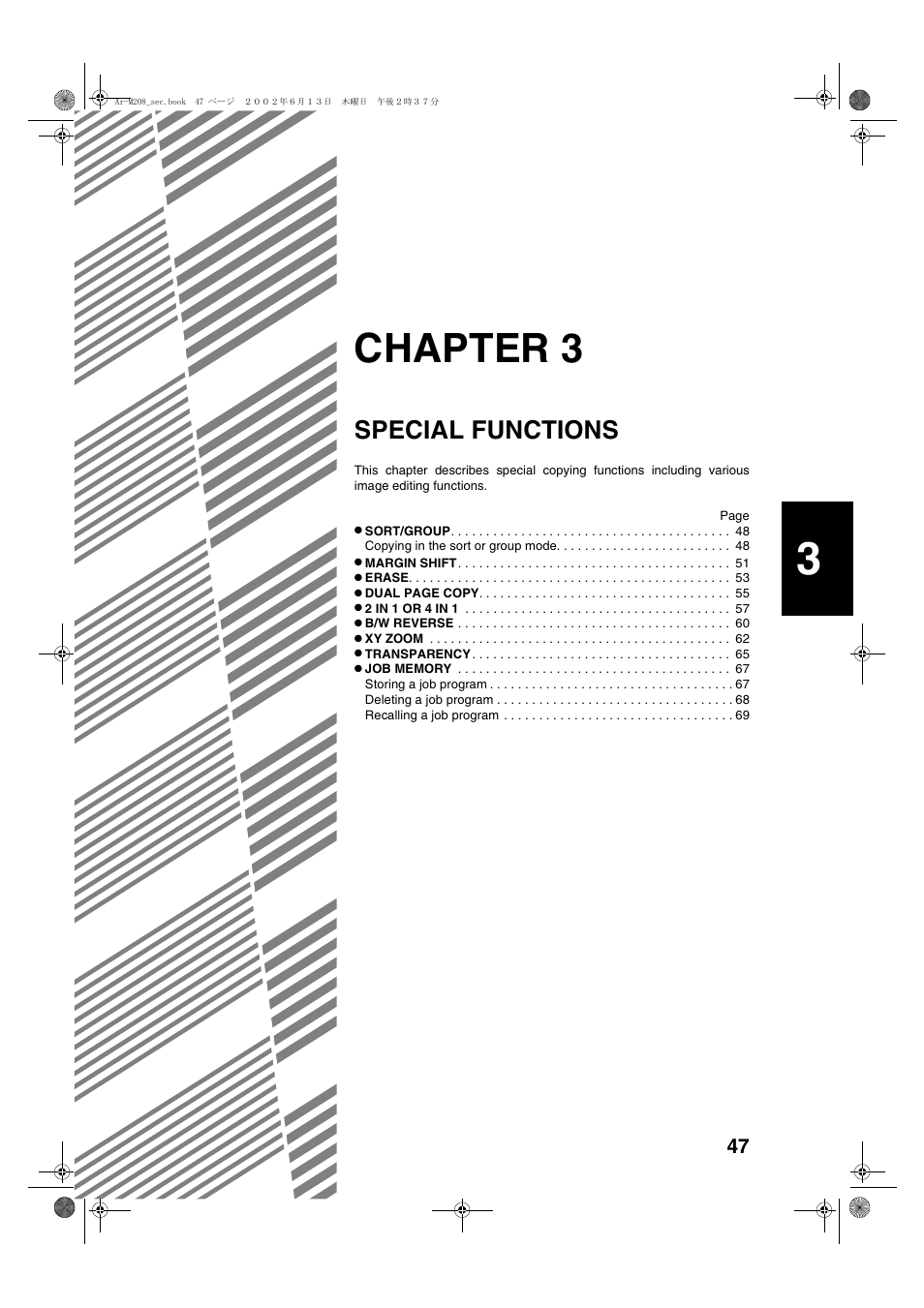Chapter 3, Special functions | Sharp T FOUND AR-M208 User Manual | Page 49 / 128
