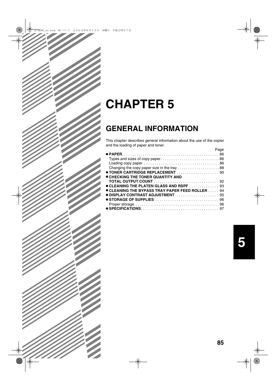 Chapter 5, General information | Sharp T FOUND AR-M208 User Manual | Page 87 / 128