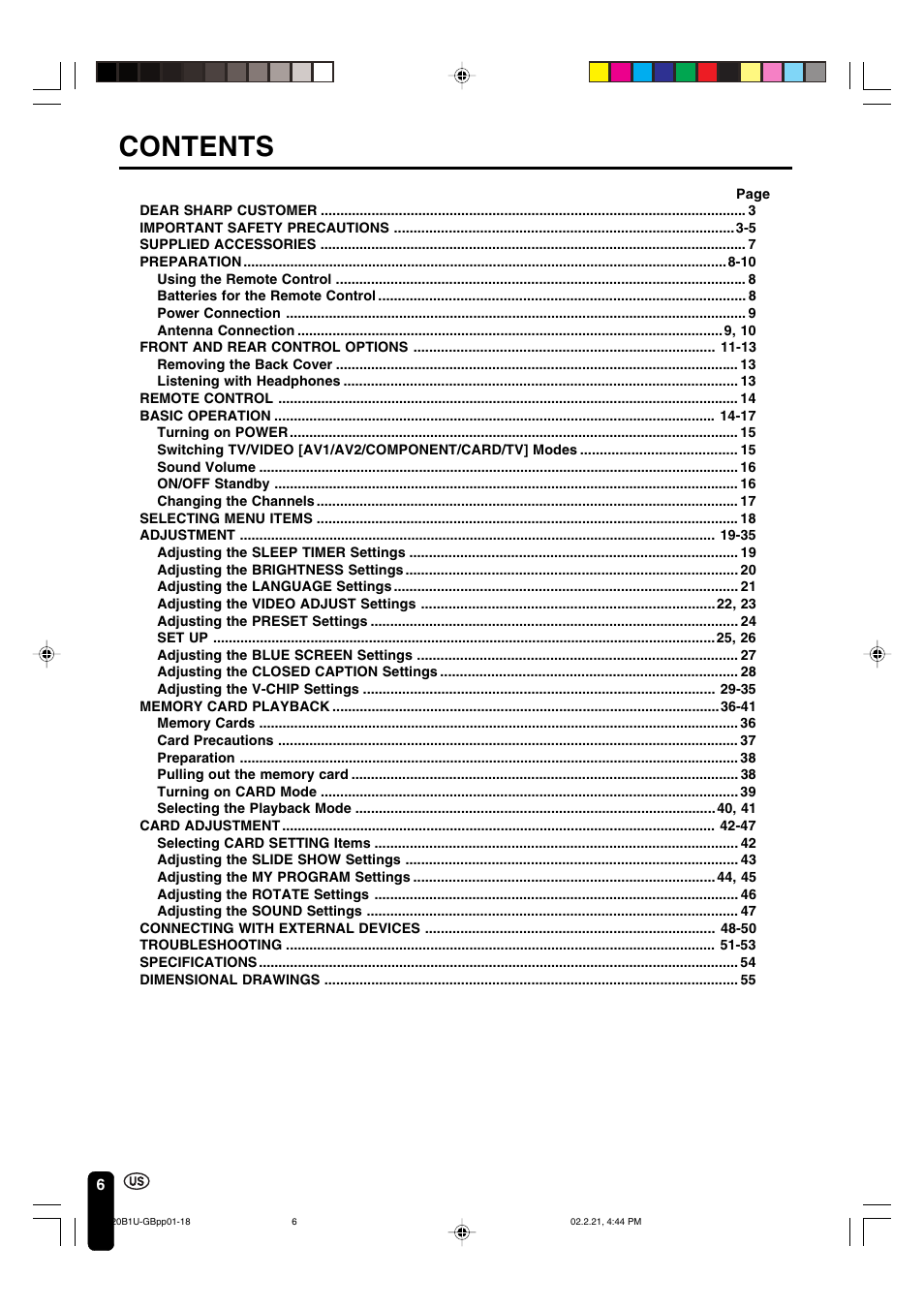 Sharp Aquos LC 20B1U User Manual | Page 7 / 59