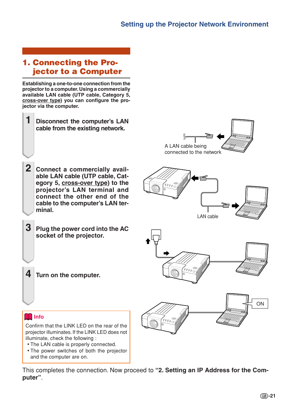 Connecting the pro- jector to a computer | Sharp XG-P610X User Manual | Page 21 / 59