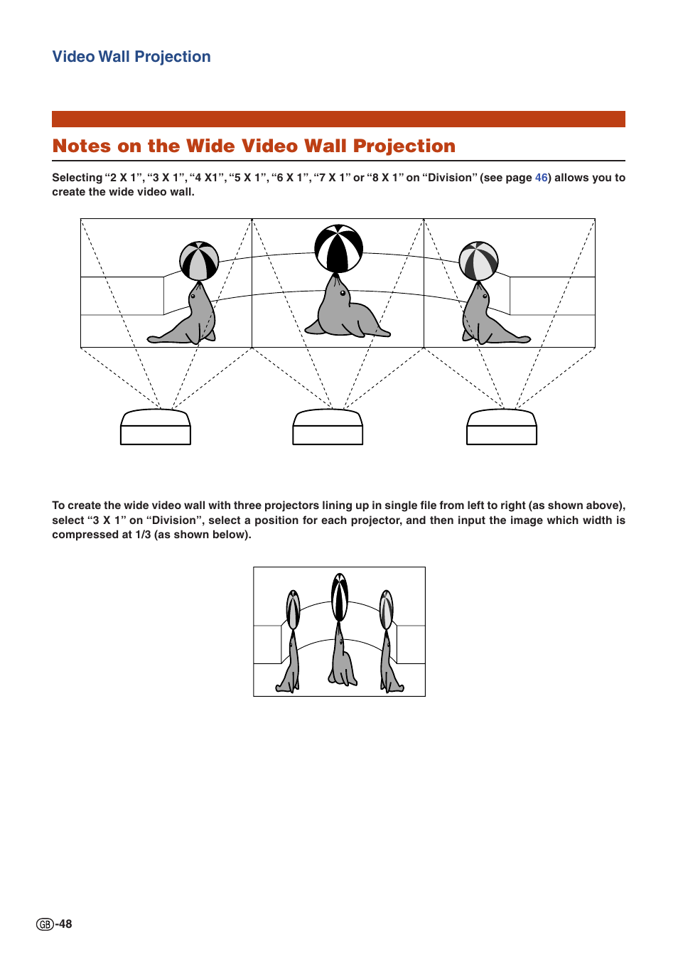 Video wall projection | Sharp XG-P610X User Manual | Page 48 / 59