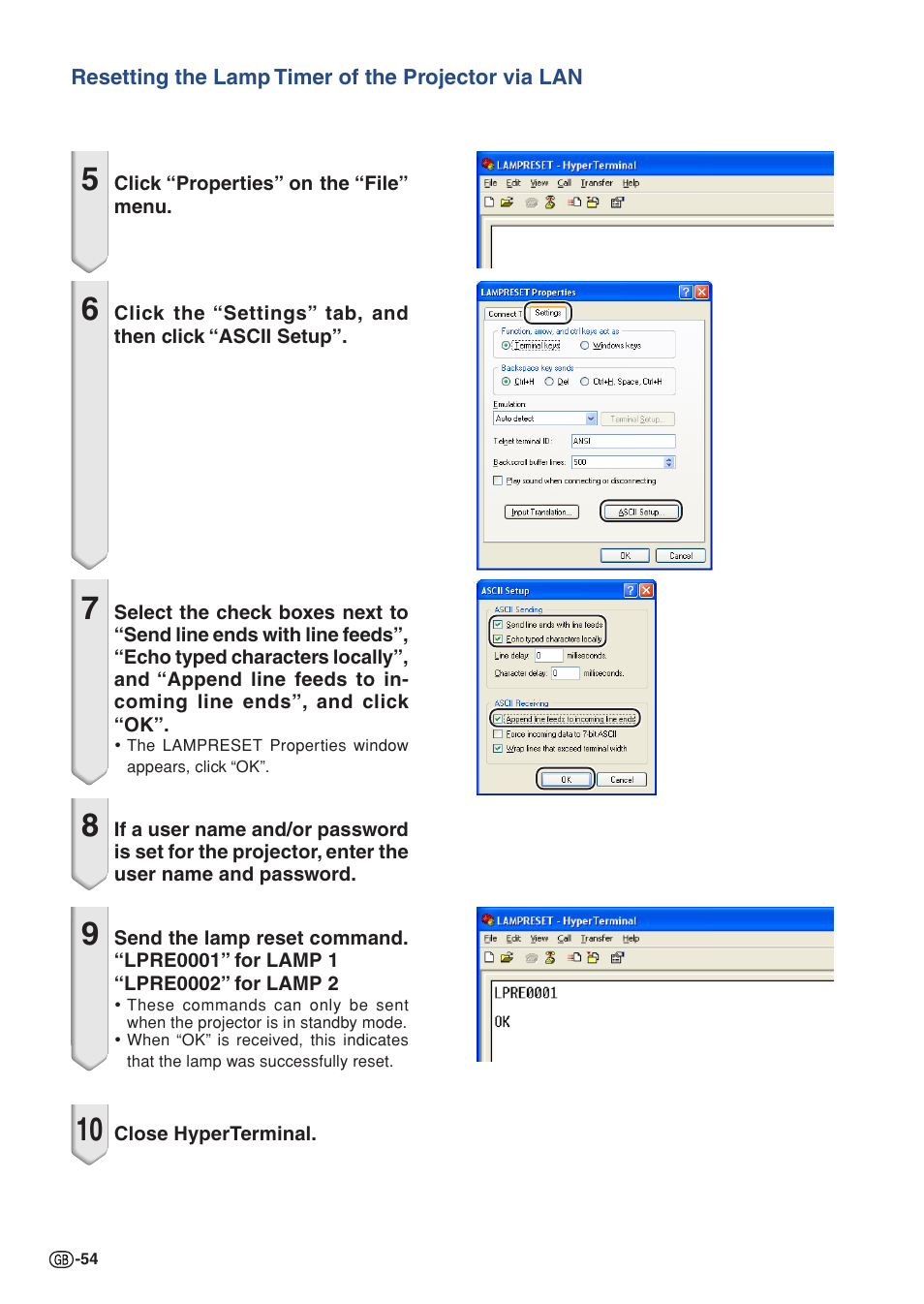 Sharp XG-P610X User Manual | Page 54 / 59