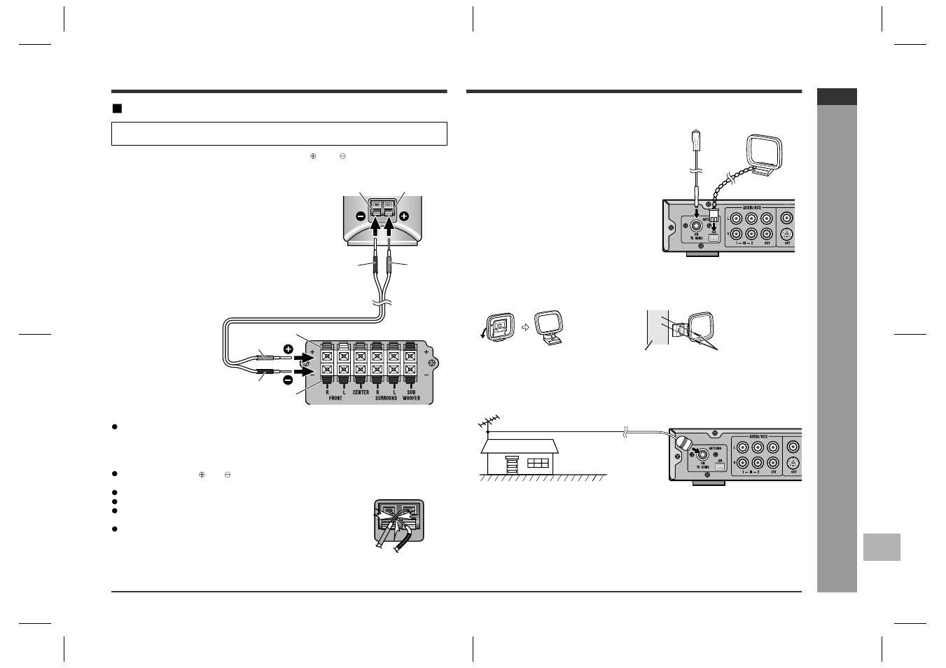 Aerial connection, Sys tem connec tions, Connecting speaker wires | Sharp HT-CN400DVH User Manual | Page 19 / 61