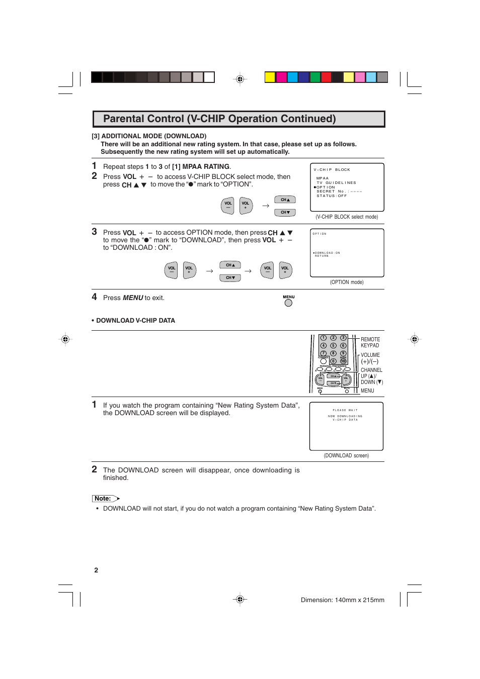 Parental control (v-chip operation continued), Repeat steps 1 to 3 of [1] mpaa rating, Press menu to exit | Vol k / l ch a / s vol k / l ch a / s vol k / l | Sharp 20F540 L User Manual | Page 22 / 59