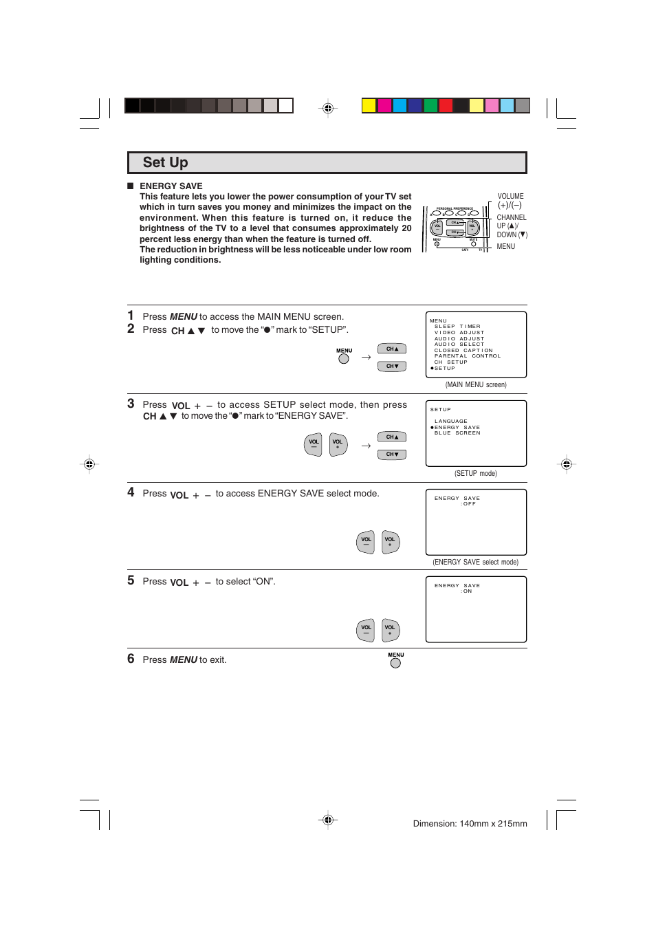 Set up | Sharp 20F540 L User Manual | Page 35 / 59