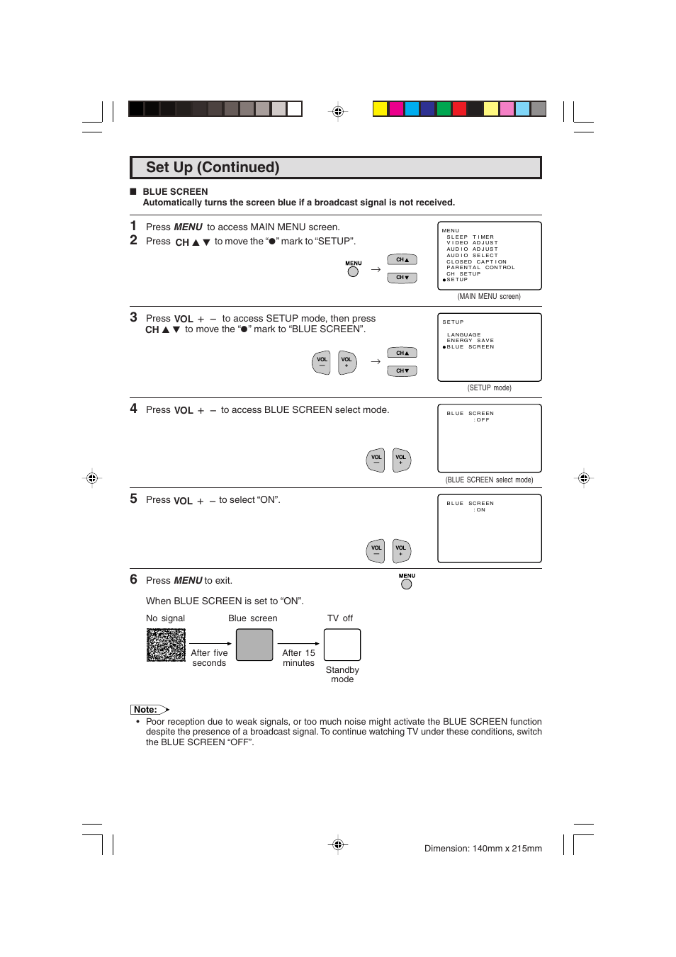 Set up (continued) | Sharp 20F540 L User Manual | Page 36 / 59