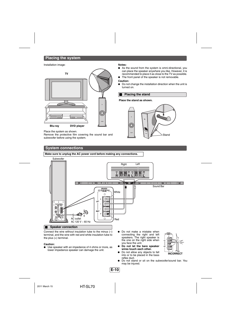 Sharp HTSL70 User Manual | Page 11 / 16