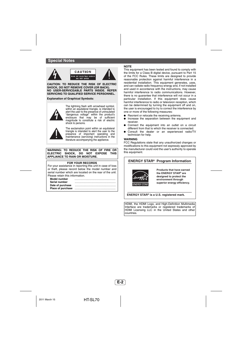 Sharp HTSL70 User Manual | Page 3 / 16