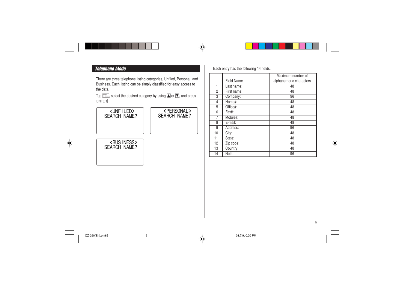 Sharp OZ-290 User Manual | Page 11 / 60