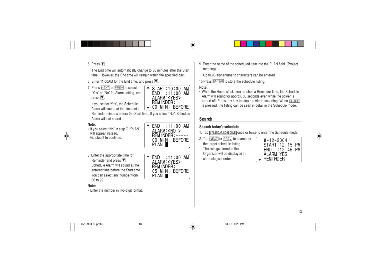 Sharp OZ-290 User Manual | Page 15 / 60