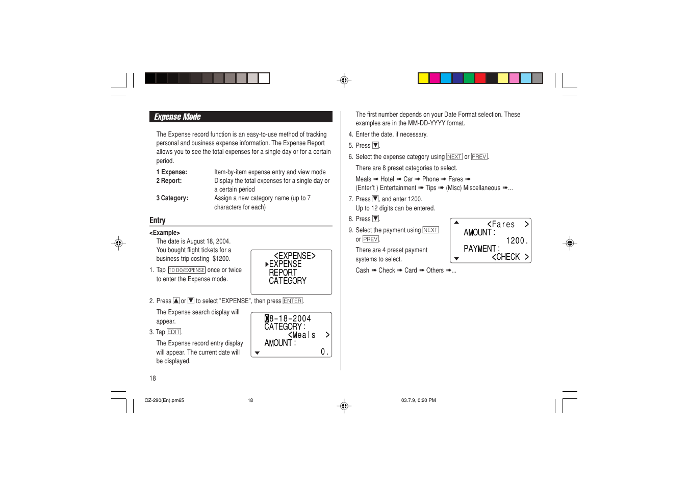 Sharp OZ-290 User Manual | Page 20 / 60