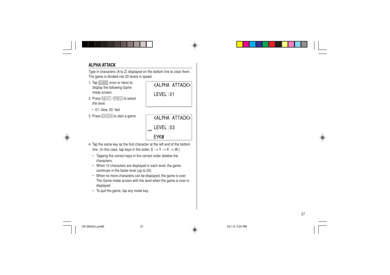 Sharp OZ-290 User Manual | Page 29 / 60