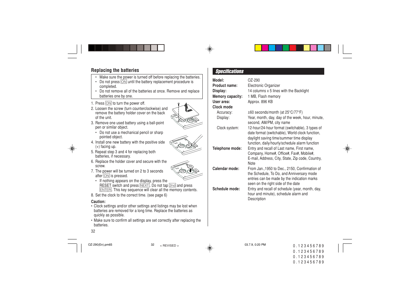 Reset re se t re se t | Sharp OZ-290 User Manual | Page 34 / 60