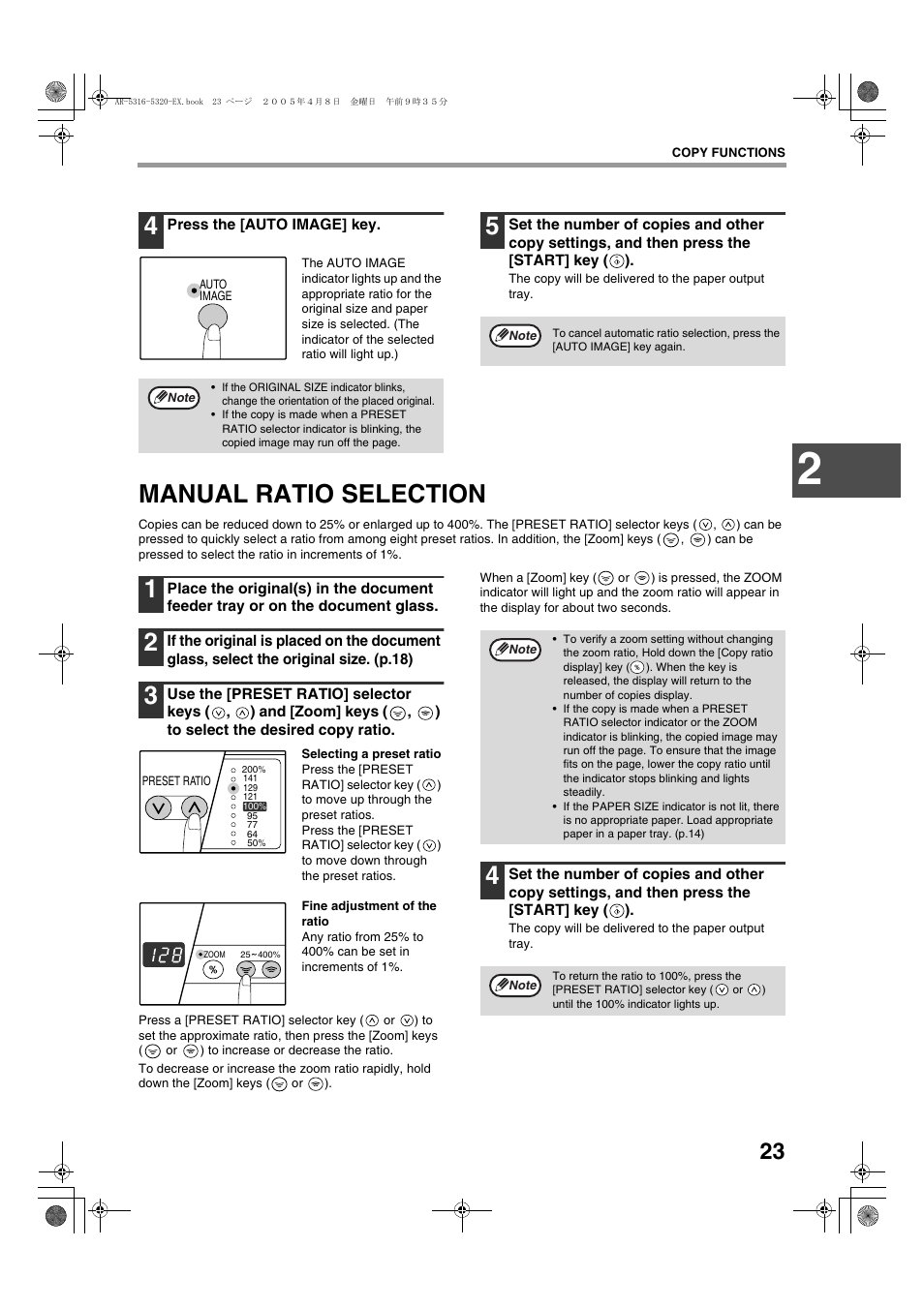 Manual ratio selection | Sharp AR-5316 User Manual | Page 25 / 80
