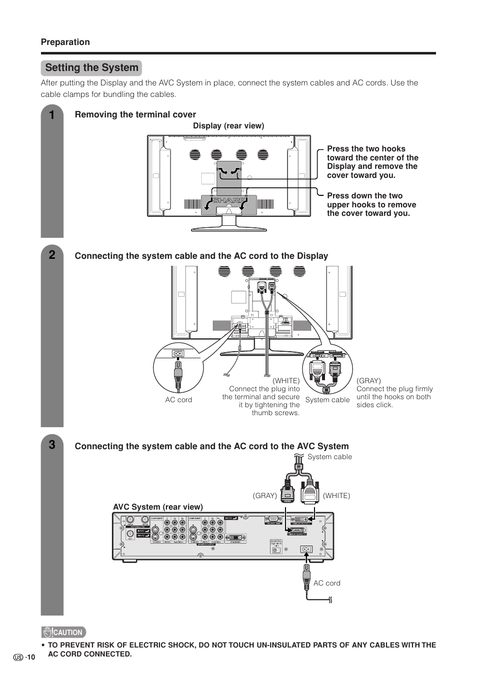 Setting the system | Sharp Aquos LC 37HV4U User Manual | Page 11 / 87