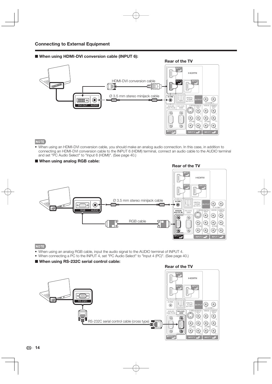 Connecting to external equipment | Sharp AQUOS 09P09-MX-NM User Manual | Page 16 / 51