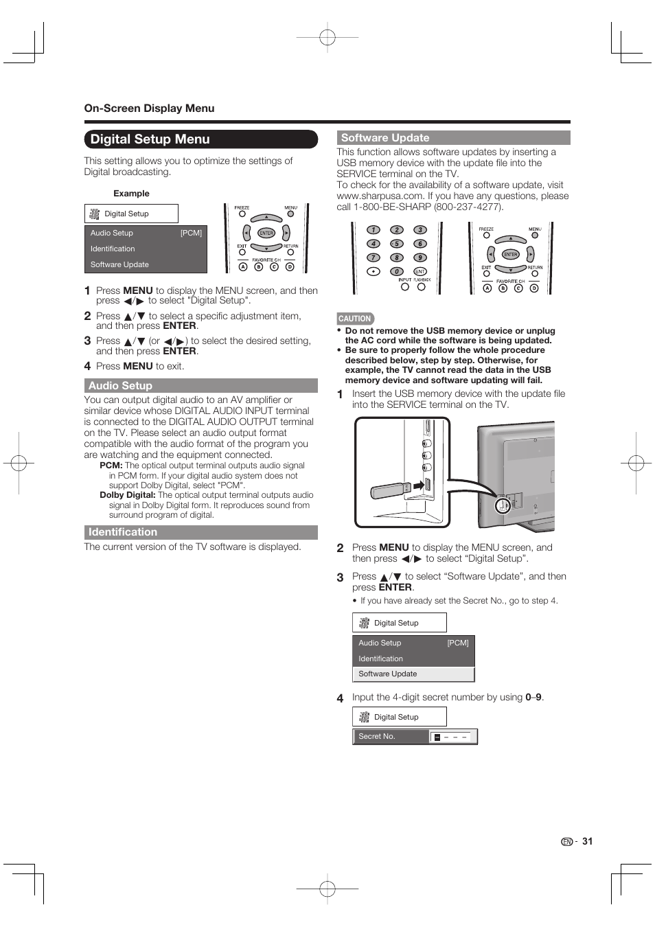 Digital setup menu | Sharp AQUOS 09P09-MX-NM User Manual | Page 33 / 51