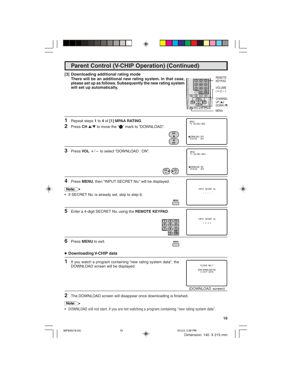 Sharp 36F630 User Manual | Page 19 / 60