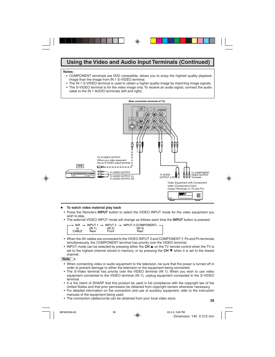 Sharp 36F630 User Manual | Page 39 / 60