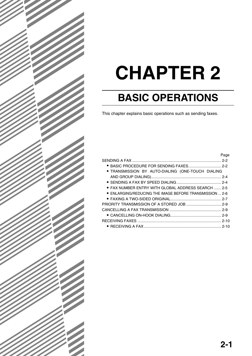 Chapter 2 basic operations, Chapter 2, Basic operations | Sharp AR-FX12 User Manual | Page 21 / 104