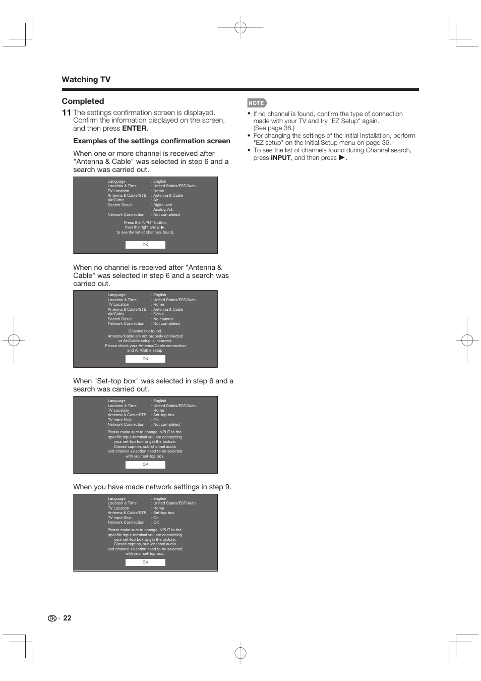 Completed, Watching tv, When you have made network settings in step 9 | Sharp LC-90LE745U User Manual | Page 24 / 98