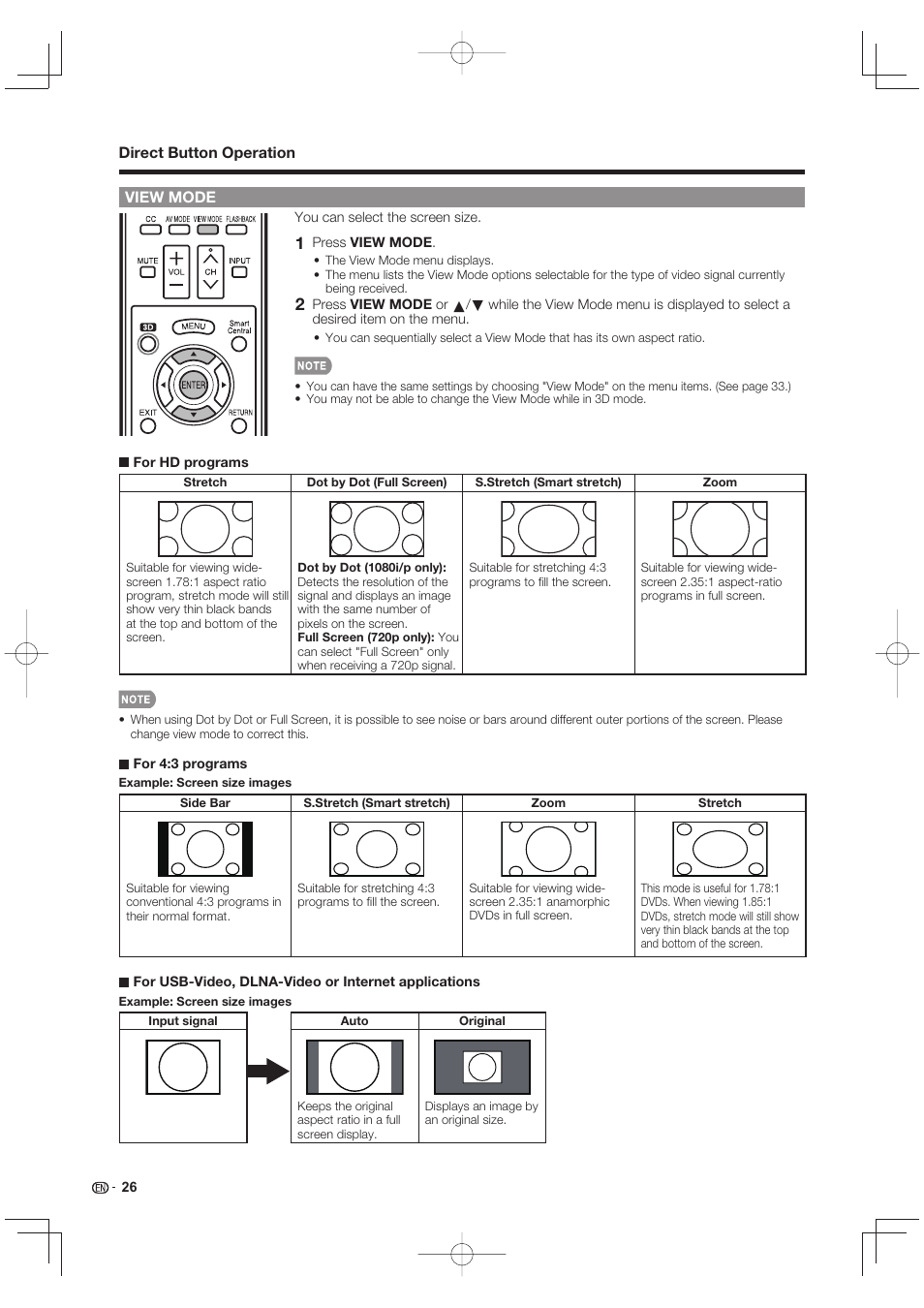 View mode | Sharp LC-90LE745U User Manual | Page 28 / 98