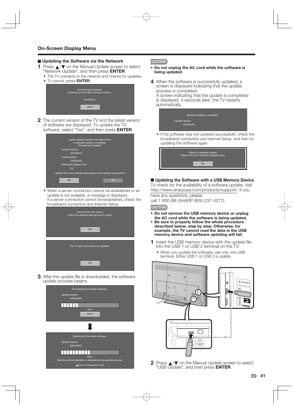 On-screen display menu | Sharp LC-90LE745U User Manual | Page 43 / 98