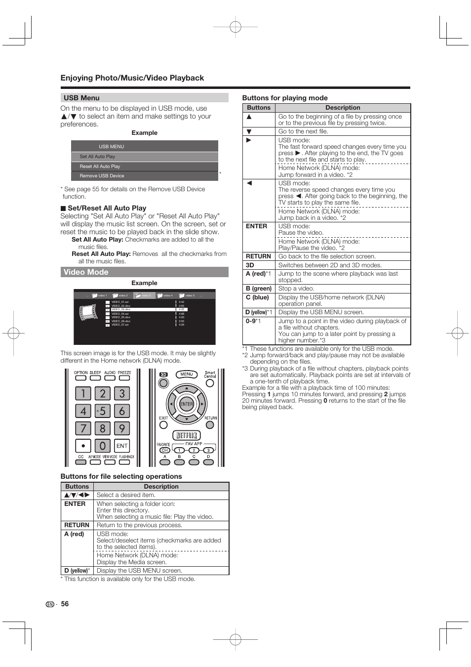 Enjoying photo/music/video playback, Video mode | Sharp LC-90LE745U User Manual | Page 58 / 98
