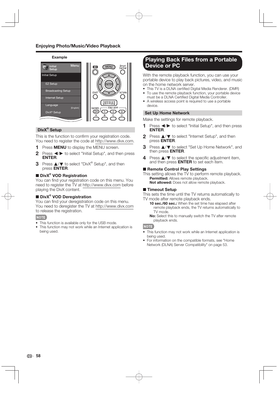 Playing back files from a portable device or pc | Sharp LC-90LE745U User Manual | Page 60 / 98