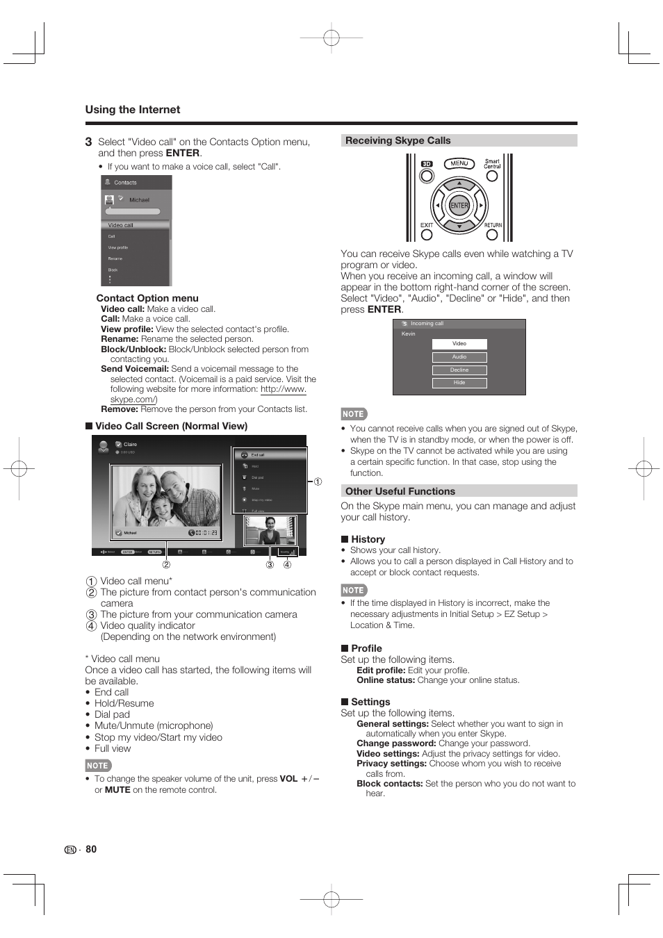 Using the internet | Sharp LC-90LE745U User Manual | Page 82 / 98