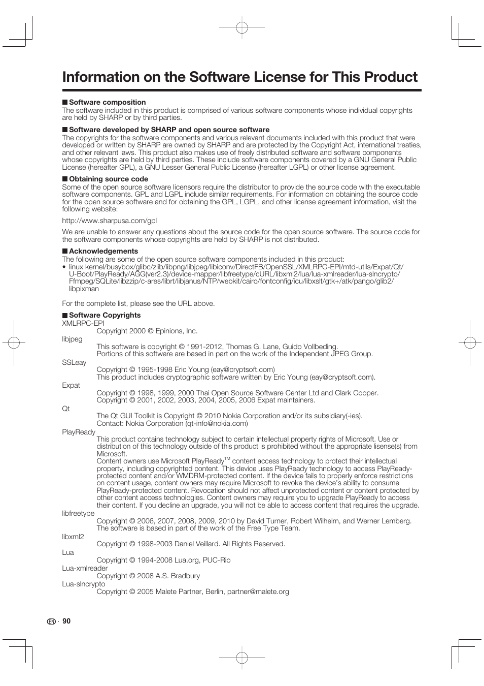 Sharp LC-90LE745U User Manual | Page 92 / 98