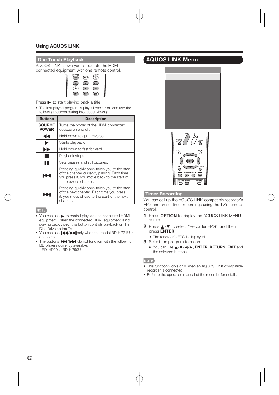 Aquos link menu | Sharp Aquos LC 46BD80UN User Manual | Page 54 / 65