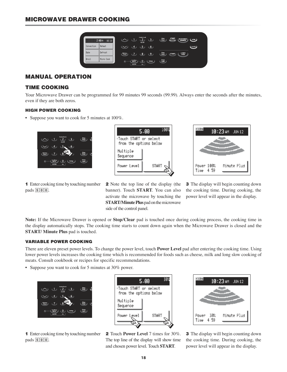 Time cooking, To set power level -1, Sensor settings -25 | Microwave drawer cooking, Manual operation | Sharp KB-4425J User Manual | Page 18 / 48