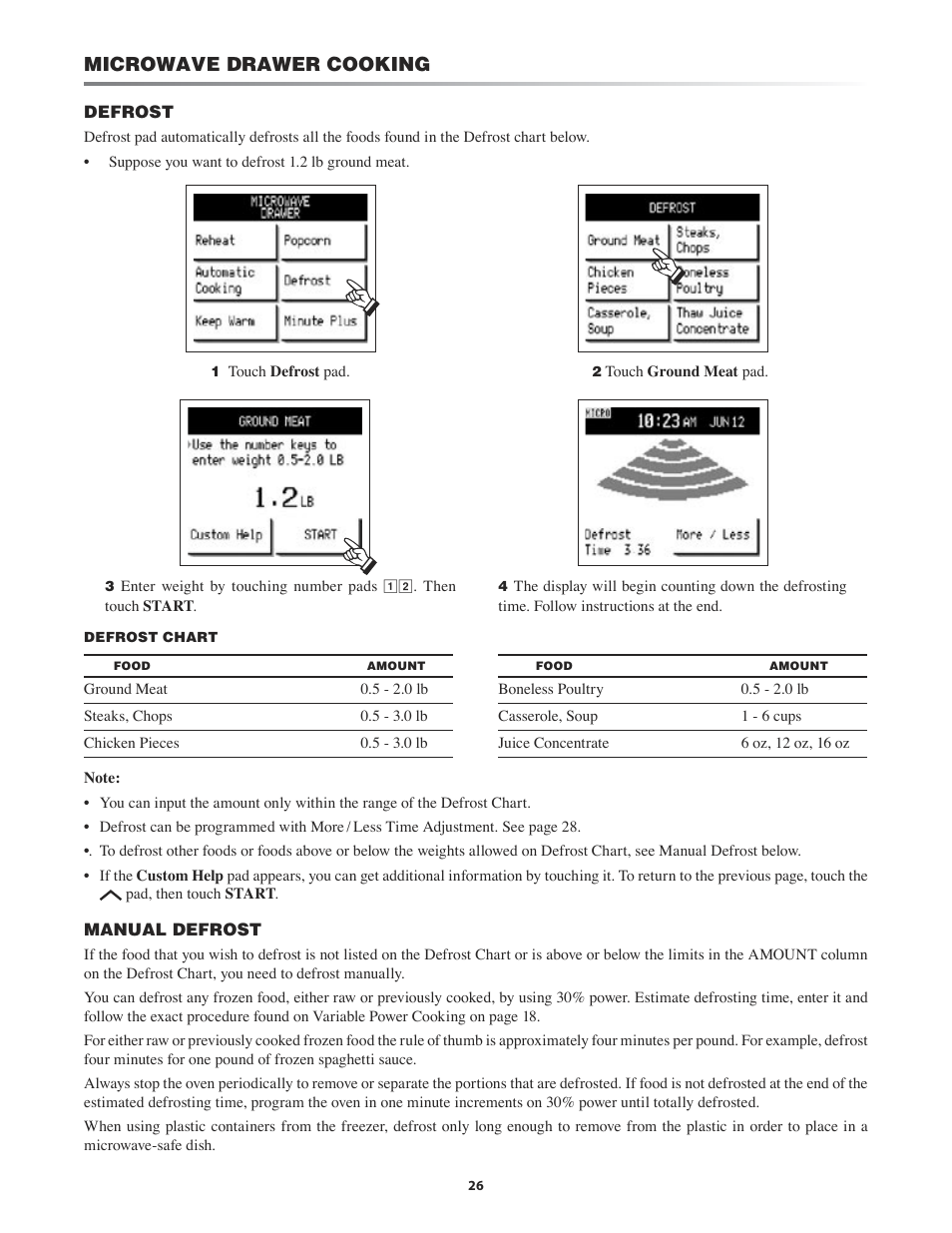 Microwave drawer cooking | Sharp KB-4425J User Manual | Page 26 / 48