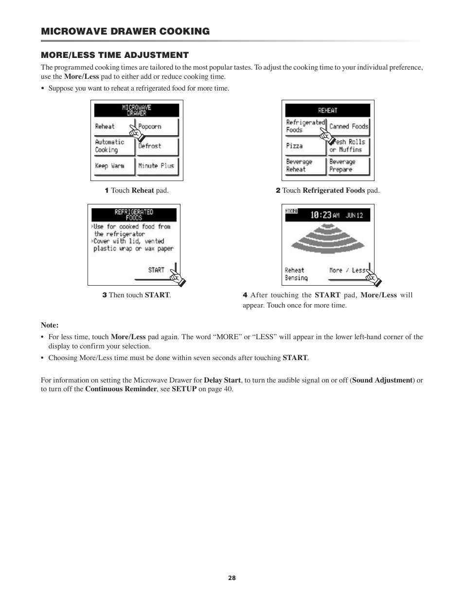 Microwave drawer cooking | Sharp KB-4425J User Manual | Page 28 / 48