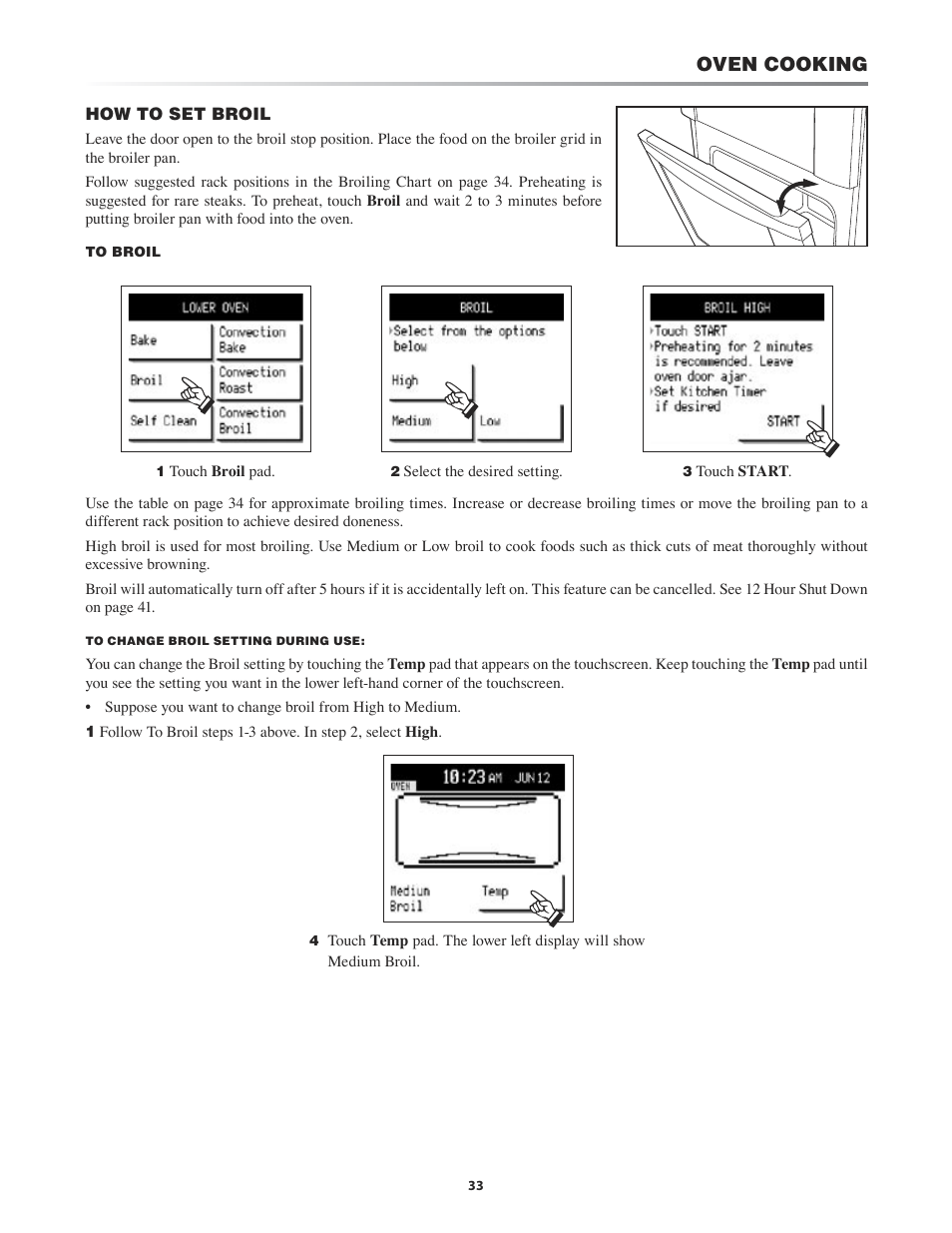 How to set broil -34, Oven cooking | Sharp KB-4425J User Manual | Page 33 / 48