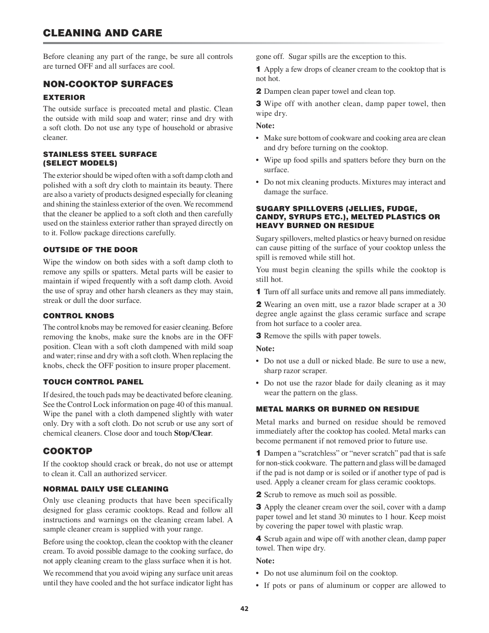 Cleaning and care | Sharp KB-4425J User Manual | Page 42 / 48