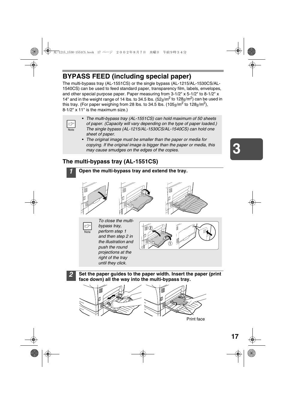 Bypass feed (including special paper) | Sharp AL-1215 User Manual | Page 19 / 88