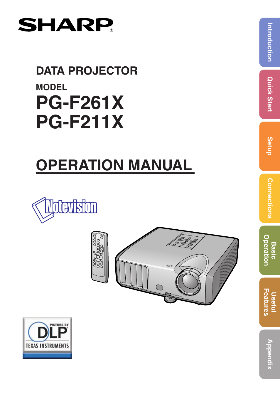 Sharp Notevision PG-F261X User Manual | 70 pages