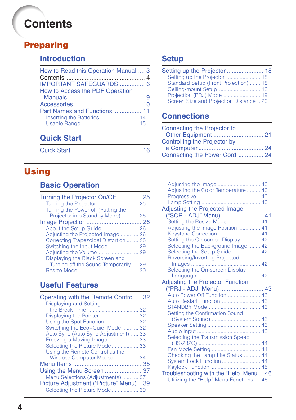 Sharp Notevision PG-F261X User Manual | Page 6 / 70